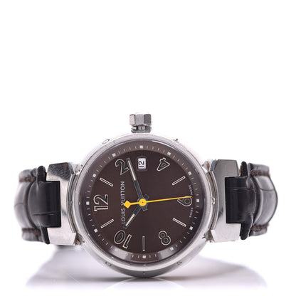 Louis Vuitton Stainless Steel Alligator 28mm Tambour Quartz Watch Brown 3 of 7