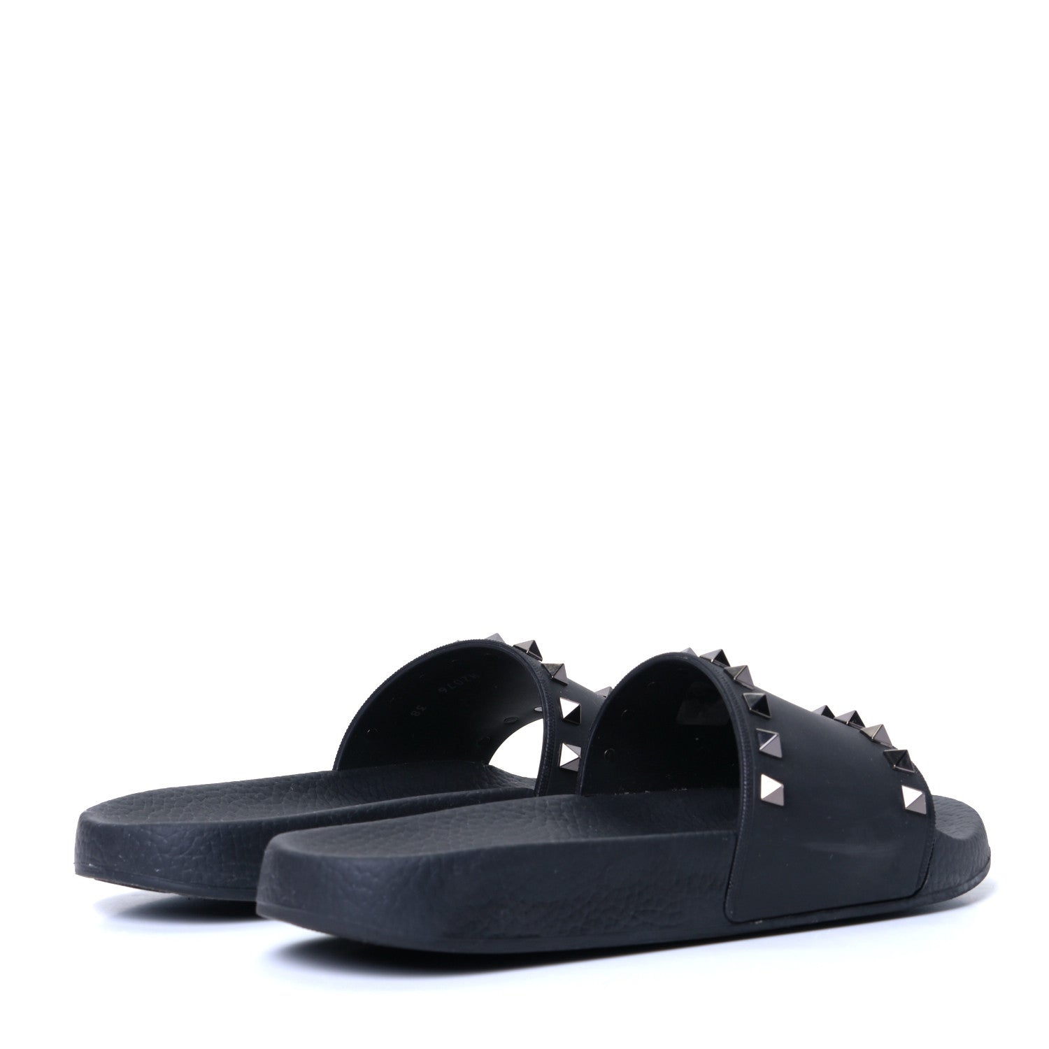 Valentino Garavani Rubber Rockstud Slide Sandals 38 Black 3 of 6