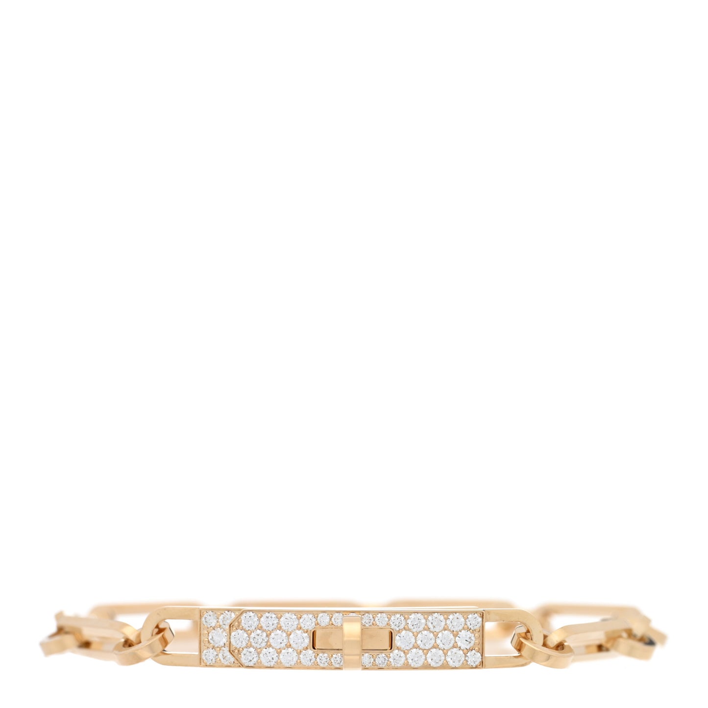 18K Yellow Gold Diamond Pave PM Kelly Chaine Bracelet SH