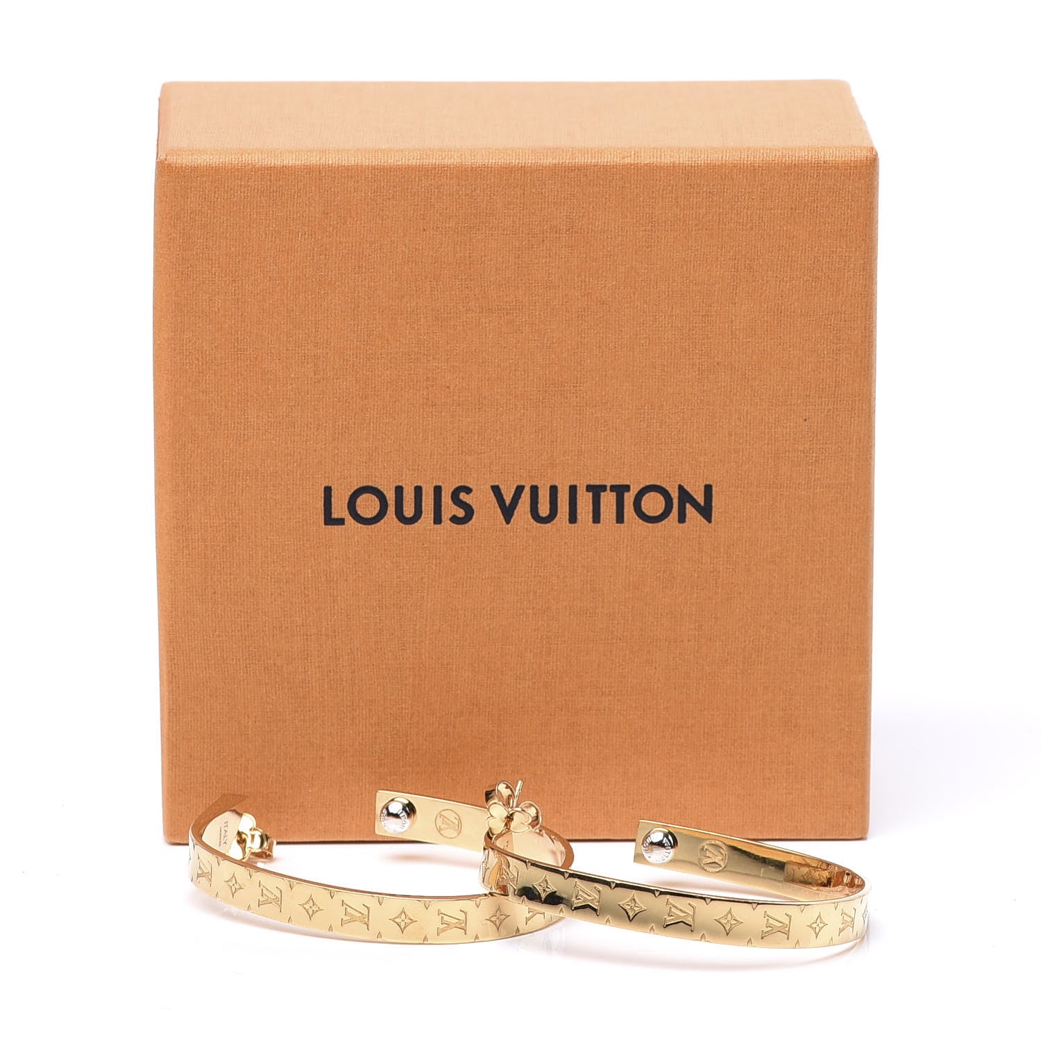 Louis Vuitton Nanogram Hoop Earrings Gold 10 of 10