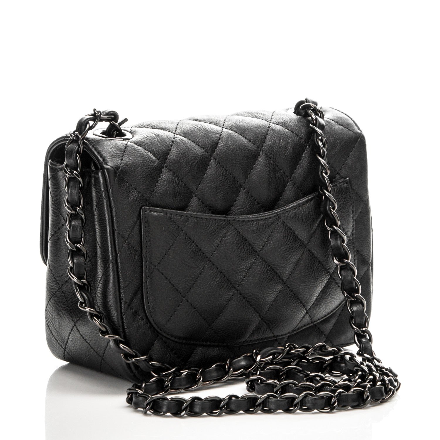 Chanel Crumpled Calfskin Quilted Mini Square Flap So Black 3 of 7