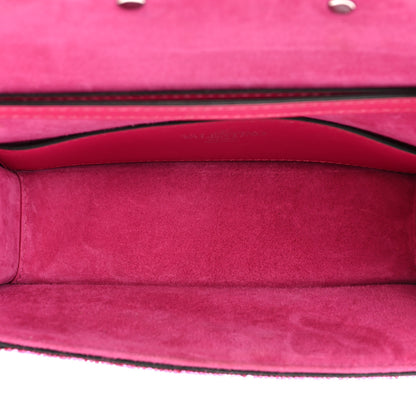Valentino Garavani Swarovski Crystal Embroidered Vlogo Small Loco Shoulder Bag Crystal Magenta Silver 5 of 11