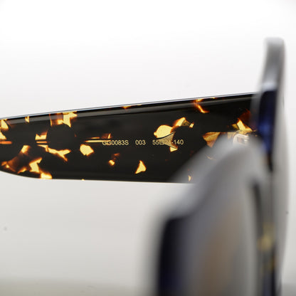 Gucci Square Frame GG0083S Sunglasses Glitter Blue Havana Brown 5 of 9