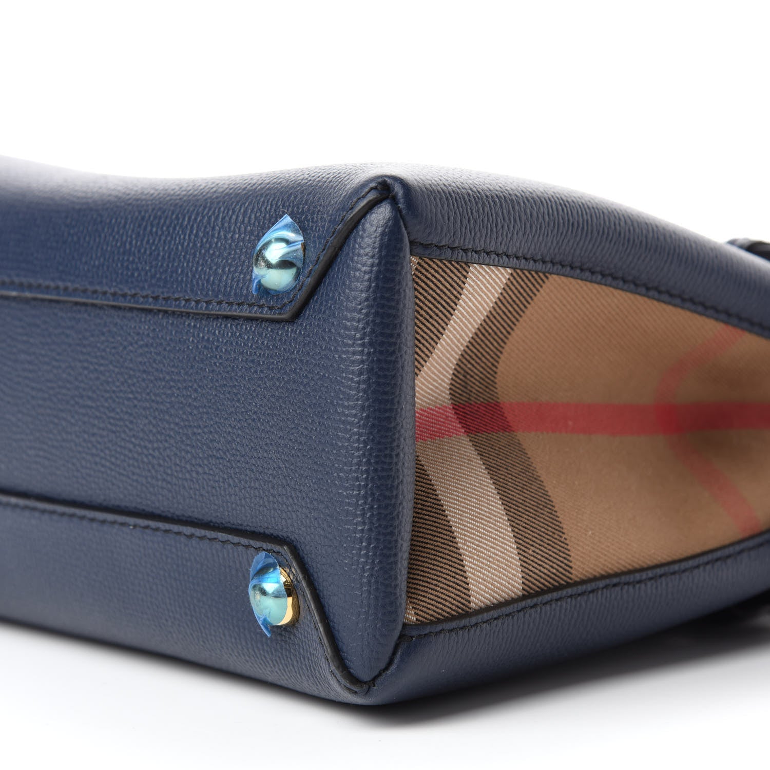 Burberry Grainy Calfskin House Check Baby Banner Tote Ink Blue 7 of 11