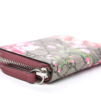 Gucci GG Supreme Monogram Blooms Zip Around Card Case Wallet Beige Multicolor Dry Rose 7 of 8