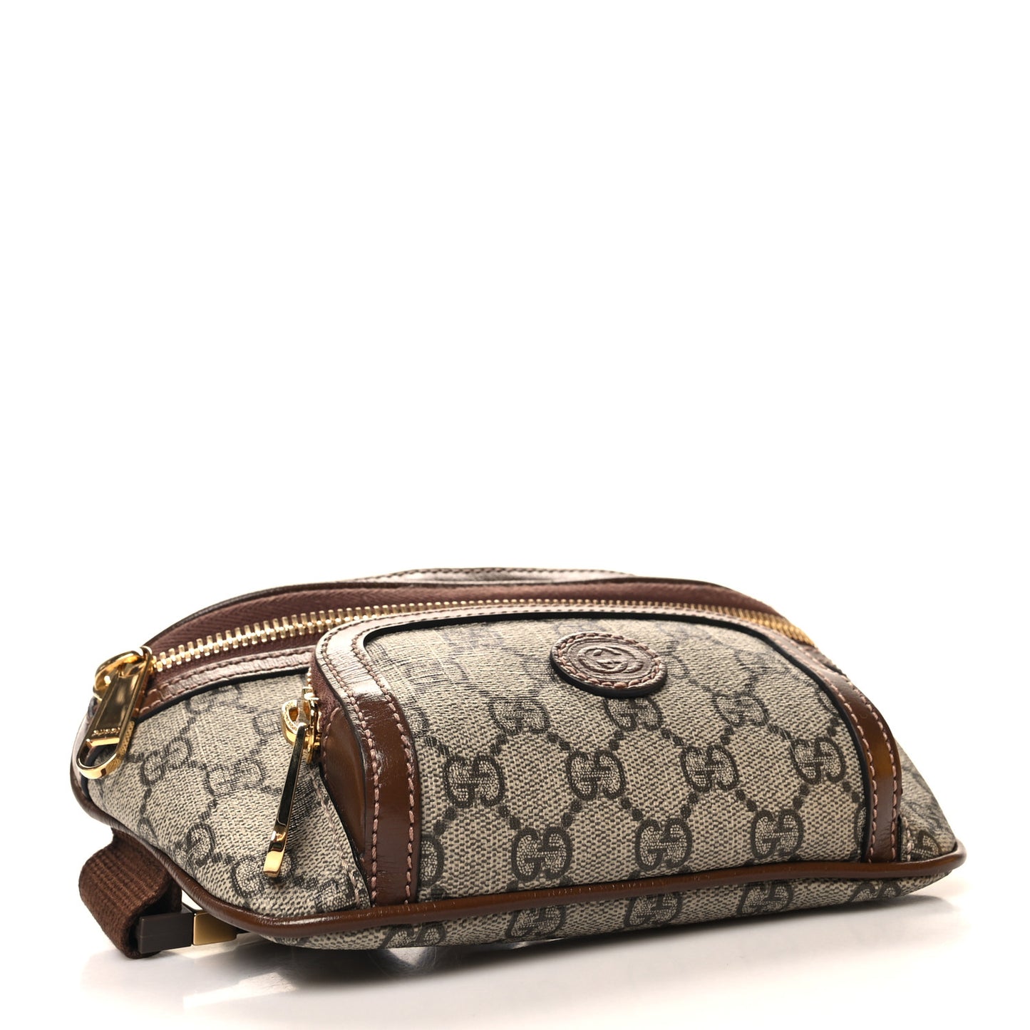 GG Supreme Monogram Textured Calfskin Retro Interlocking G Belt Bag Beige Ebony Brown Sugar