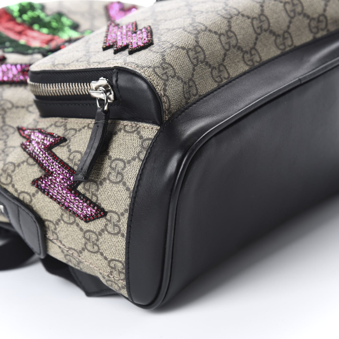 GG Supreme Monogram Lightning Embroidered Small Day Backpack Black
