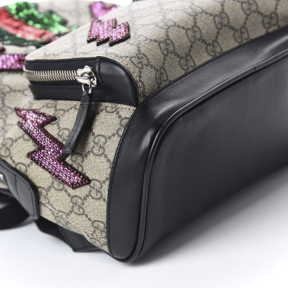 Gucci GG Supreme Monogram Lightning Embroidered Small Day Backpack Black 5 of 10