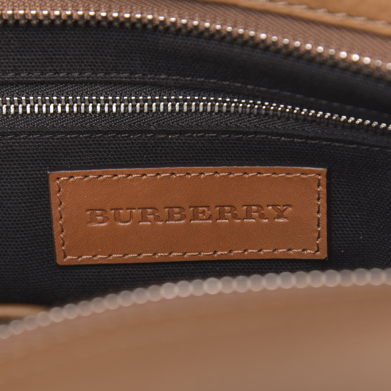 Burberry Mega Check Grained Calfskin Medium Harcourt Satchel Saddle Brown 6 of 12