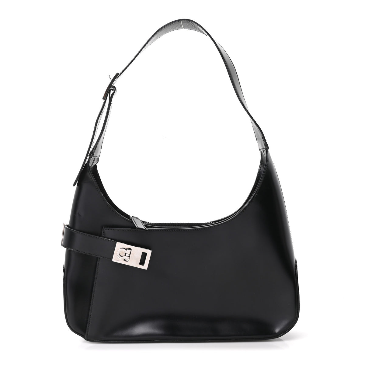 Soft Calfskin Gancini Hobo Black