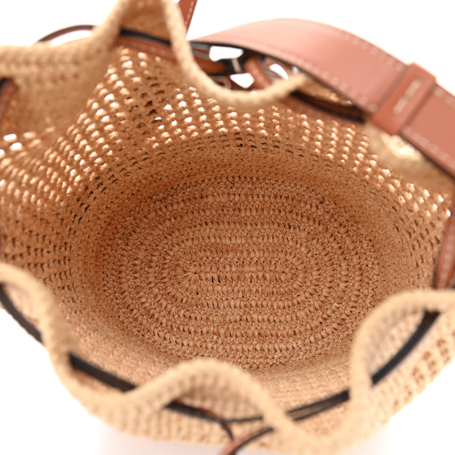 Loewe Raffia Calfskin Balloon Bucket Bag Natural Tan 5 of 10