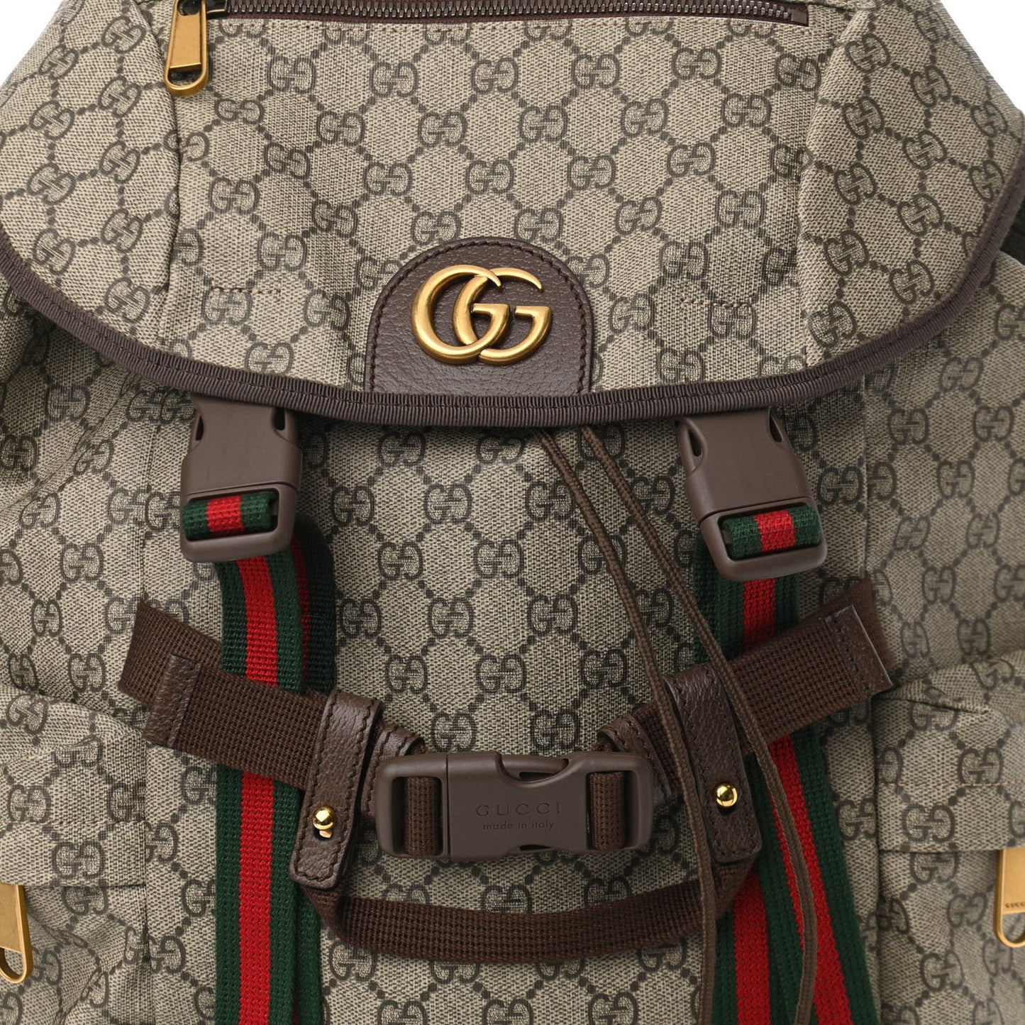 GG Supreme Monogram Web Skateboard Backpack Brown