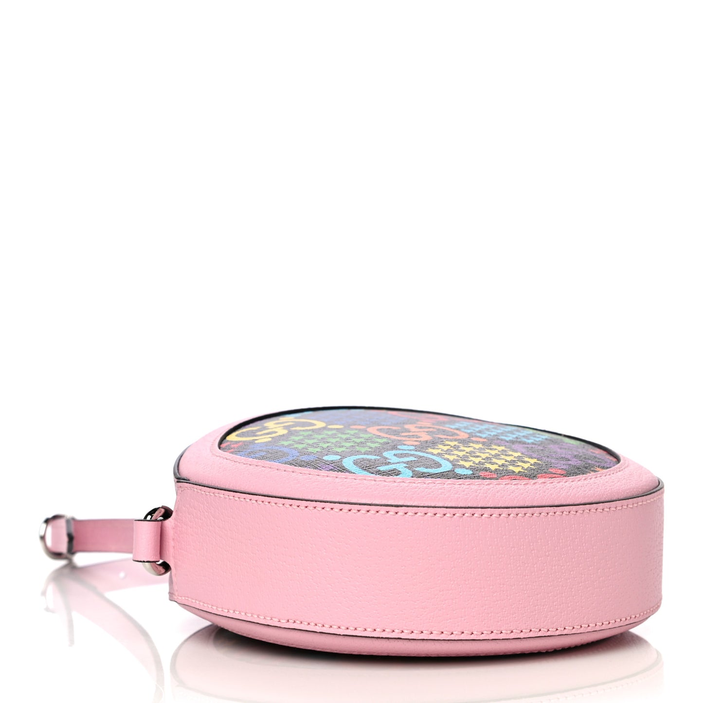 GG Supreme Monogram Psychedelic Round Shoulder Bag Black Multicolor Sugar Pink
