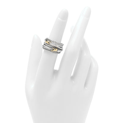 David Yurman Sterling Silver 18K Yellow Gold Double X Crossover Ring 52 6 2 of 4