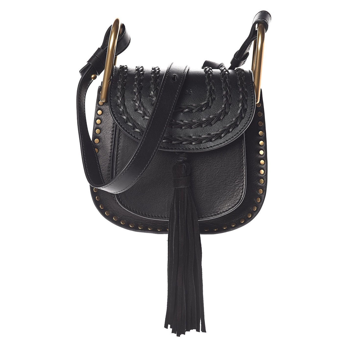 Calfskin Braided Mini Hudson Shoulder Bag Black
