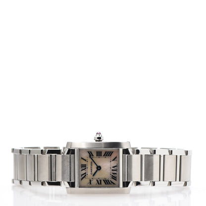 Cartier Stainless Steel Pink Mother of Pearl 20mm Tank Francaise Quartz Watch 3 of 9