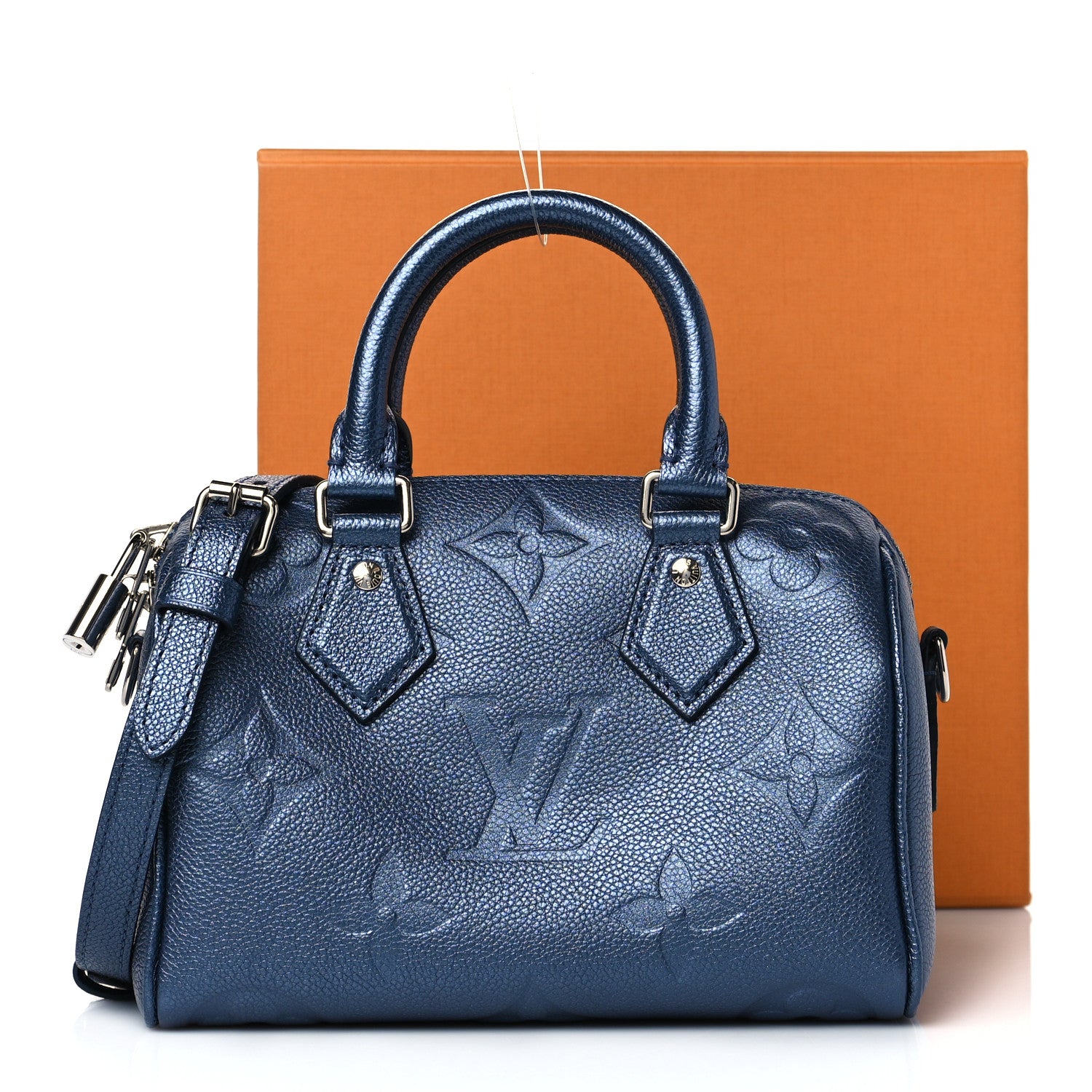 Louis Vuitton Metallic Empreinte Monogram Giant Speedy Bandouliere 20 Navy Nacre 10 of 10