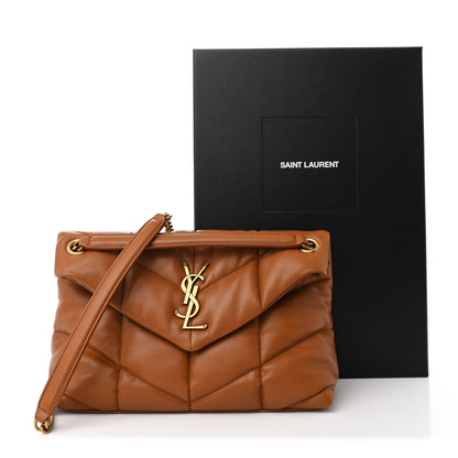 Saint Laurent Lambskin Quilted Small Loulou Puffer Monogram Chain Satchel Dark Honey 11 of 11