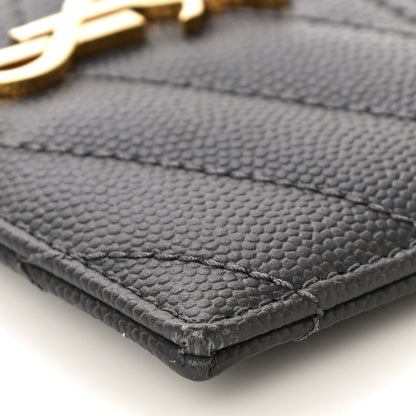 Saint Laurent Grain De Poudre Matelasse Chevron Monogram Credit Card Case Storm 10 of 10