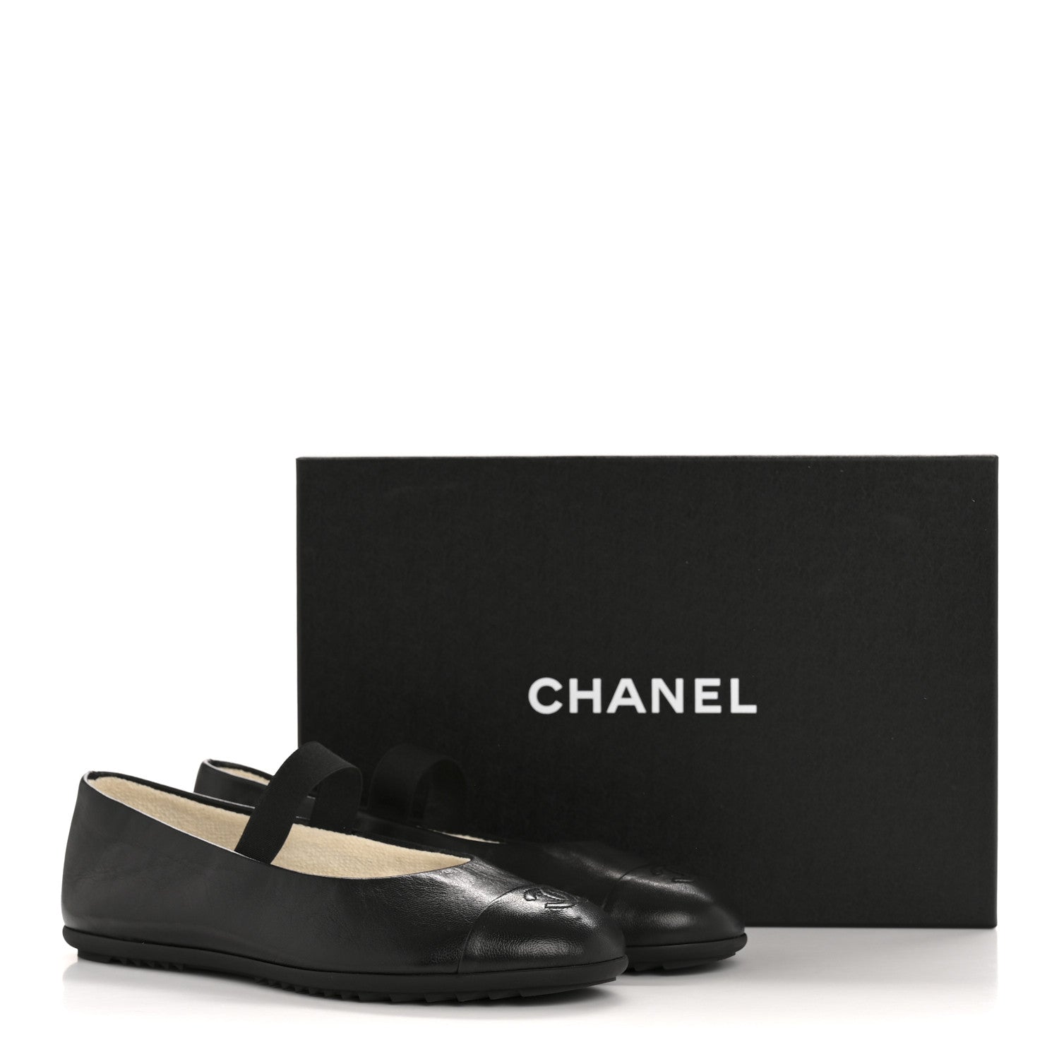 Chanel Lambskin Cap Toe CC Mary Jane Flats 38 Black 10 of 10