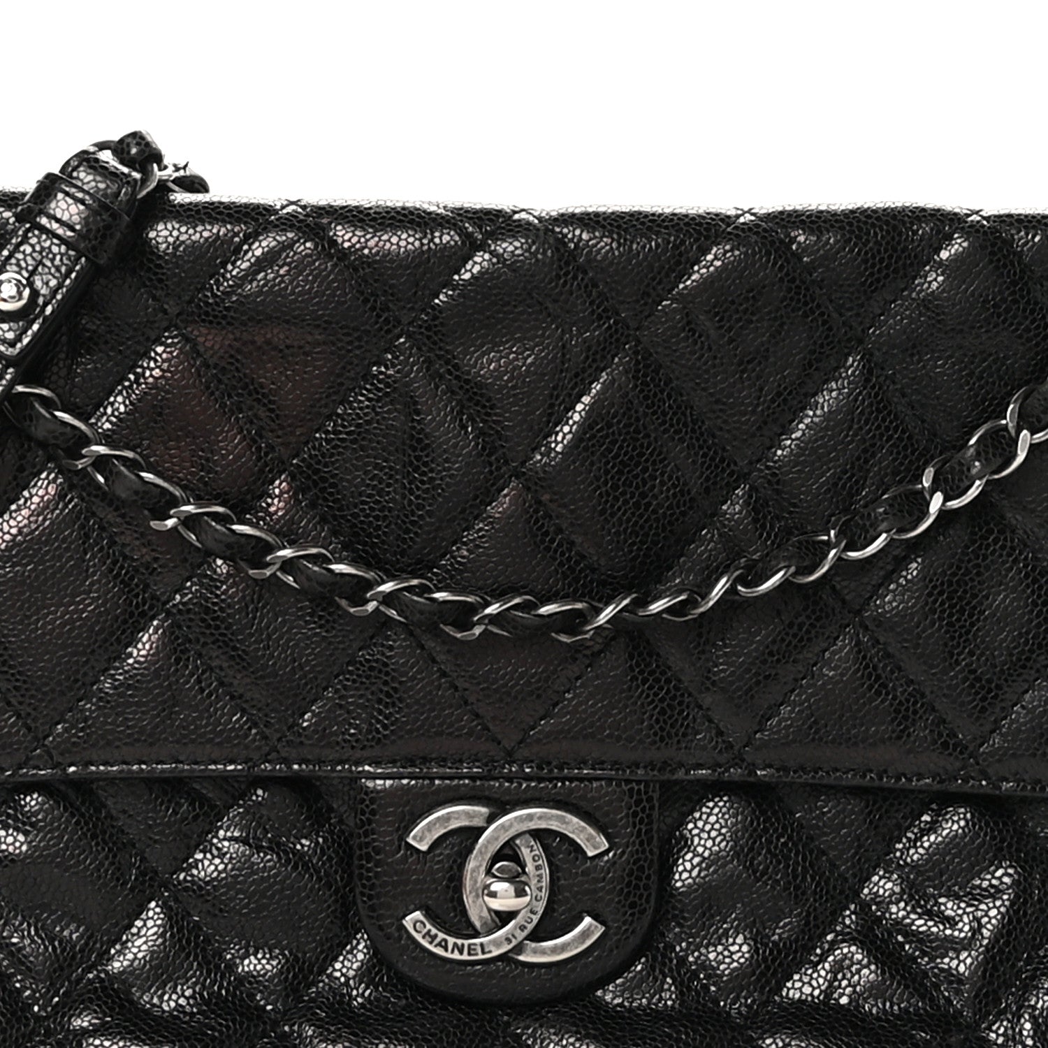 Chanel Crumpled Grained Calfskin Jumbo CC Crave Flap Black 8 of 11
