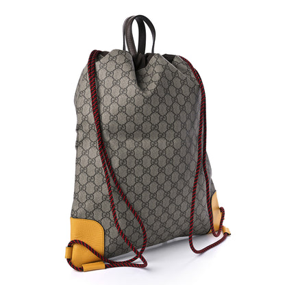 Gucci GG Supreme Monogram Neo Vintage Drawstring Backpack Beige New Acero Crop 3 of 11