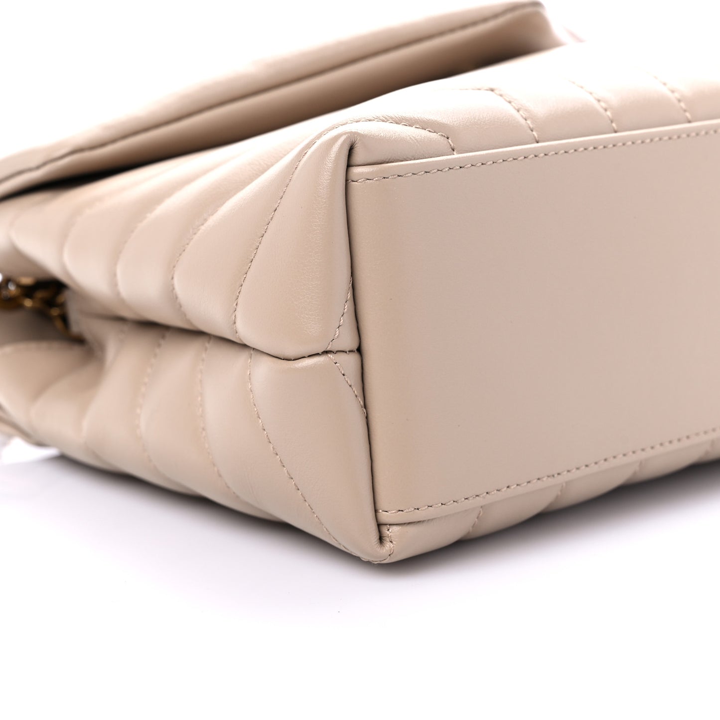 Calfskin Y Quilted Monogram Small Loulou Chain Satchel Dark Beige