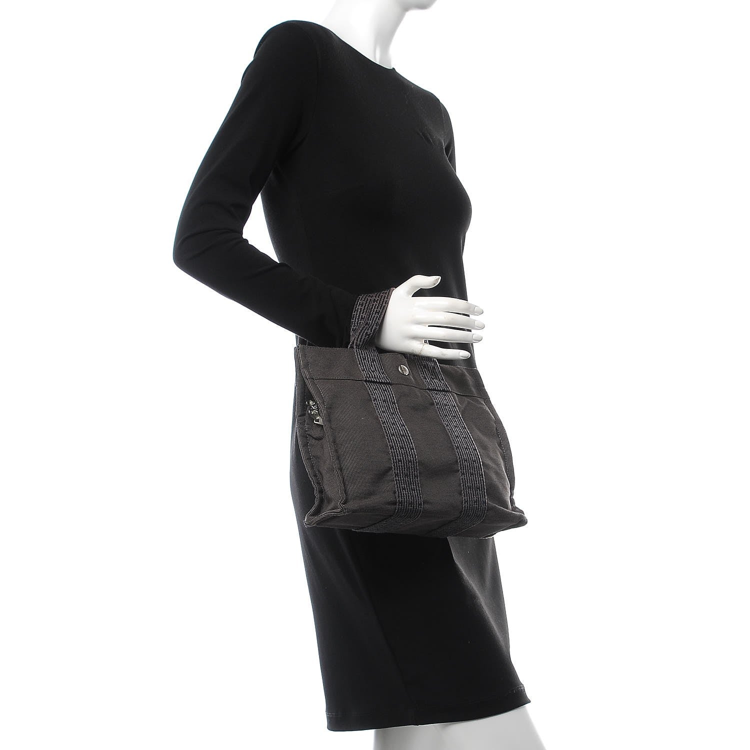 Hermes Canvas Herline PM Tote Grey 2 of 7
