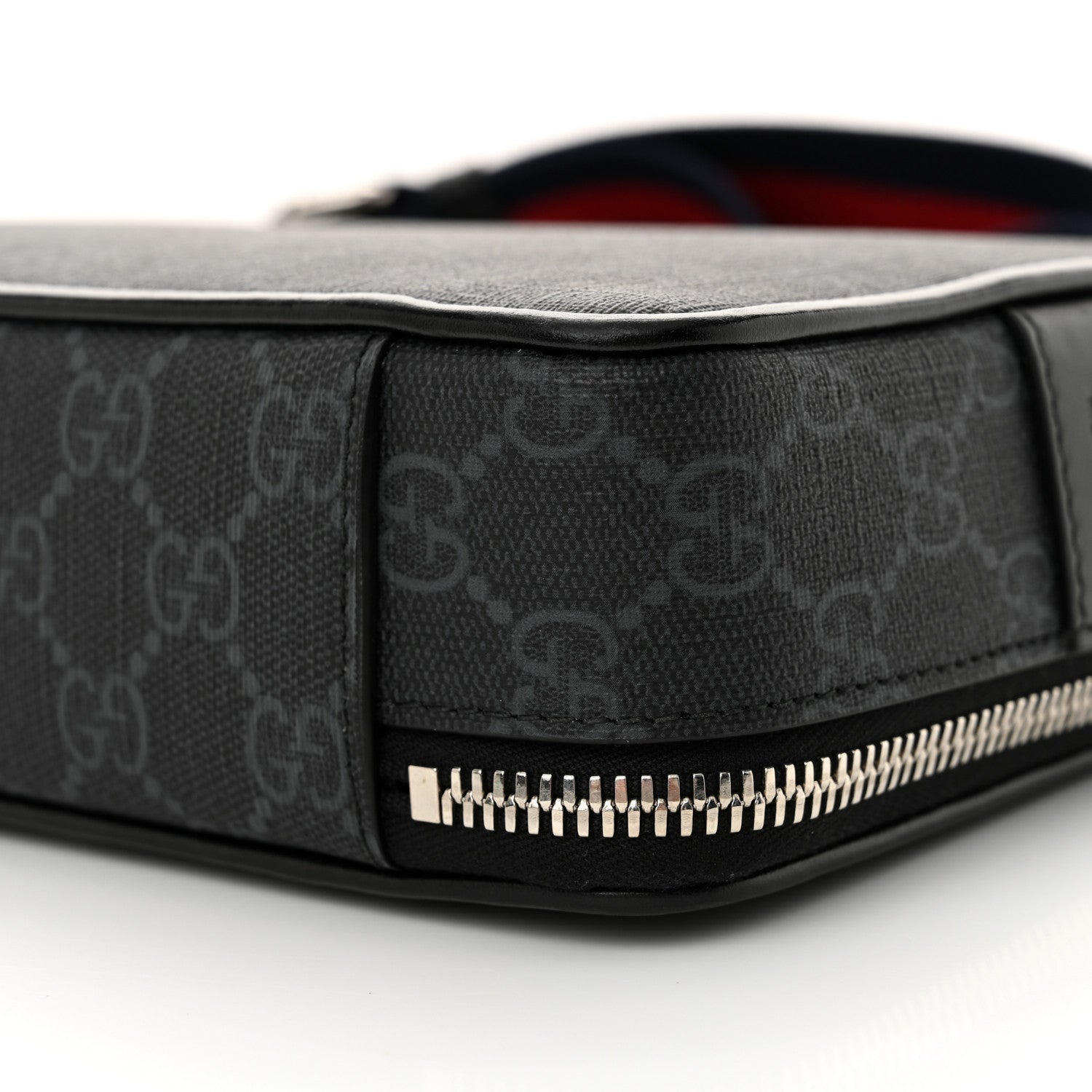 Gucci GG Supreme Monogram Web Small Shoulder Bag Black Grey 10 of 11