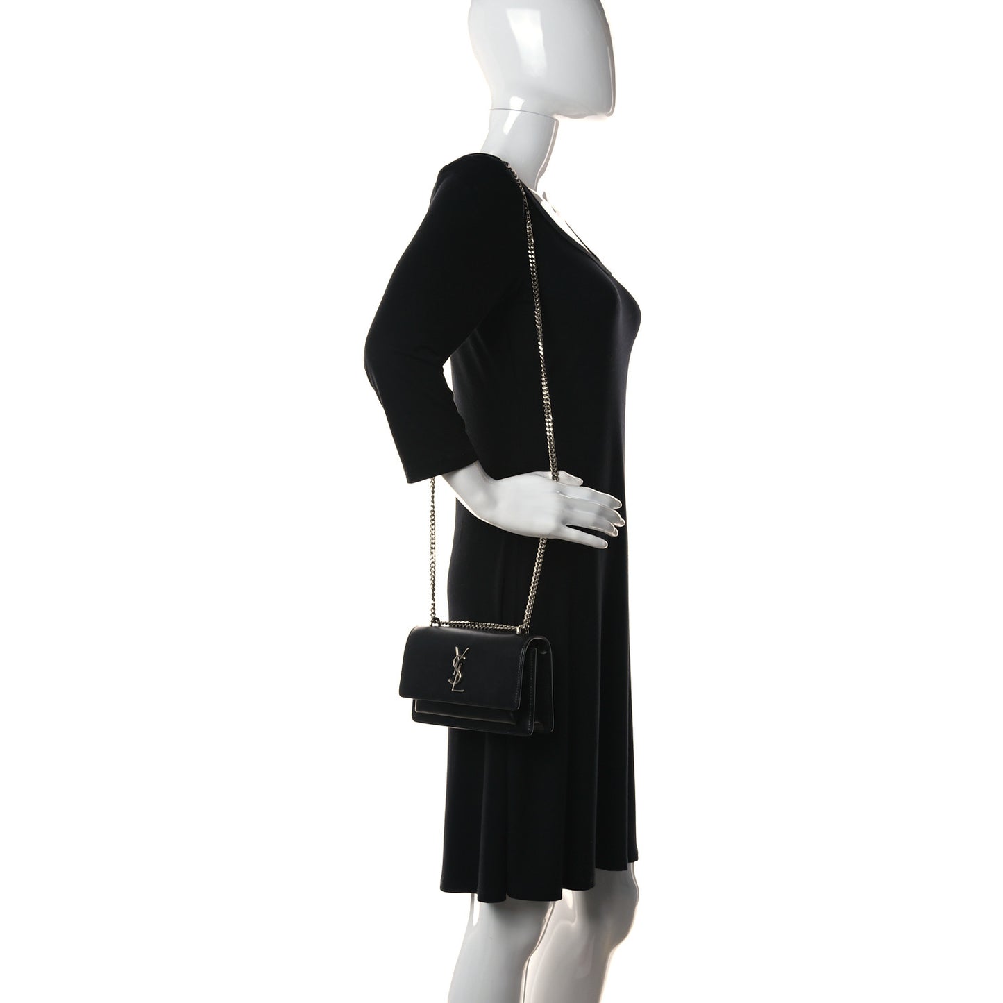 Calfskin Monogram Sunset Chain Wallet Black