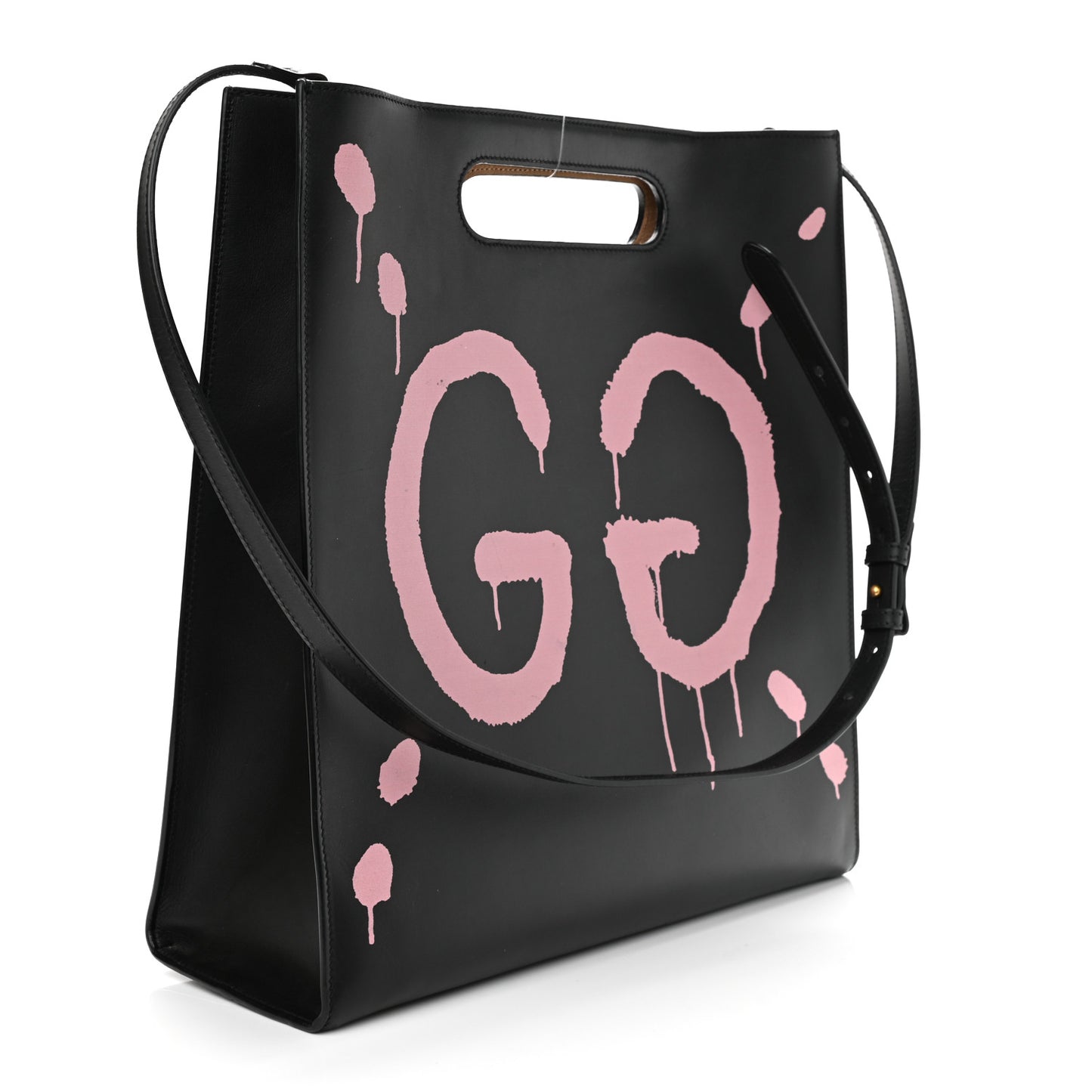 Calfskin GucciGhost Real Medium XL Tote Black Pink