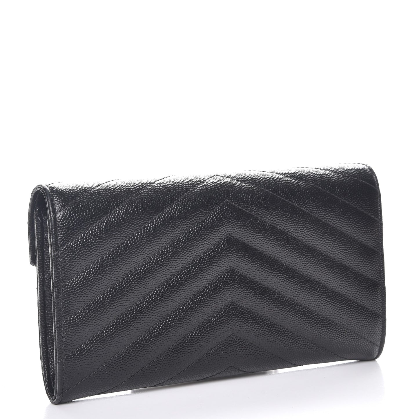 Grain De Poudre Matelasse Chevron Monogram Flap Wallet Black