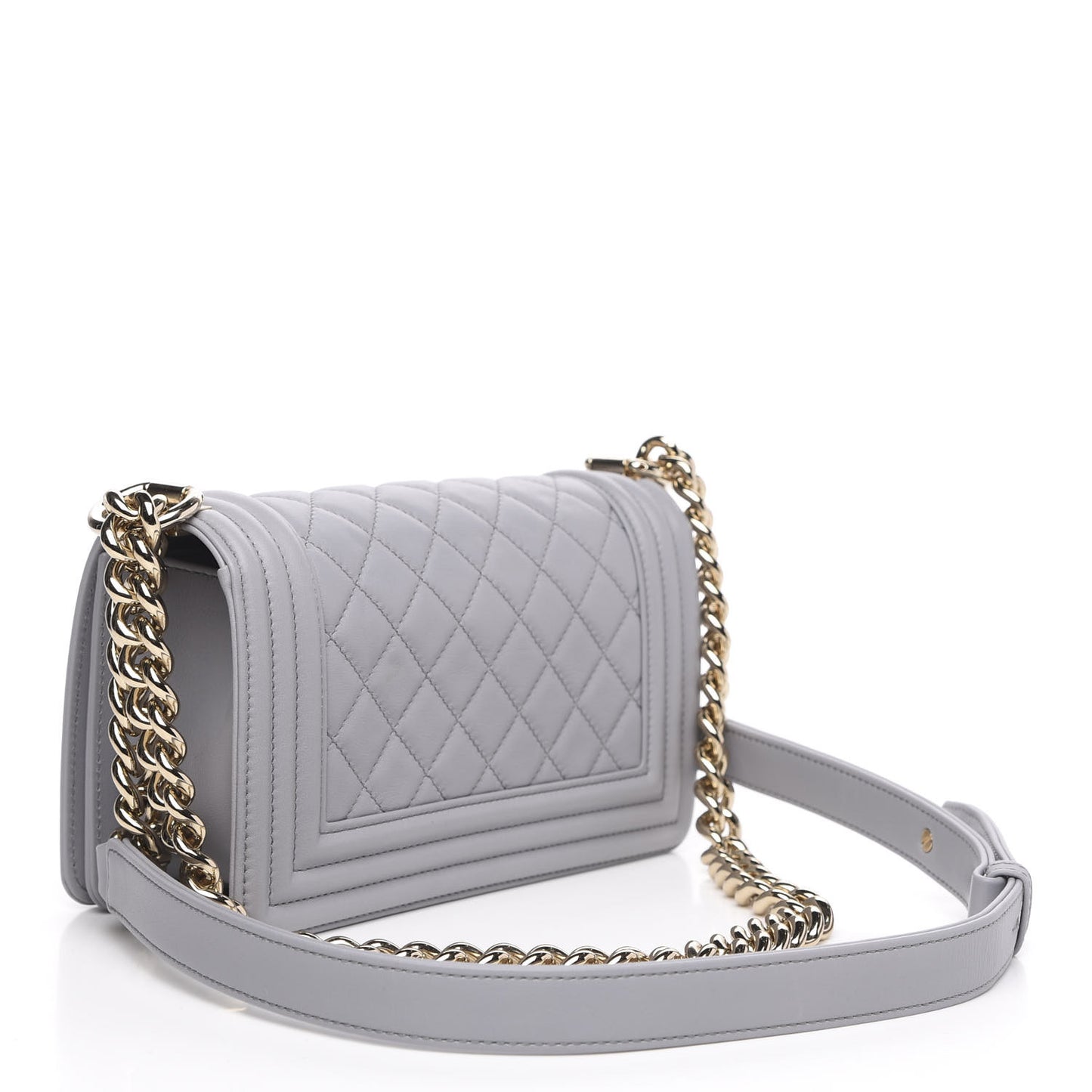 Calfskin Quilted Small Boy Flap Grey