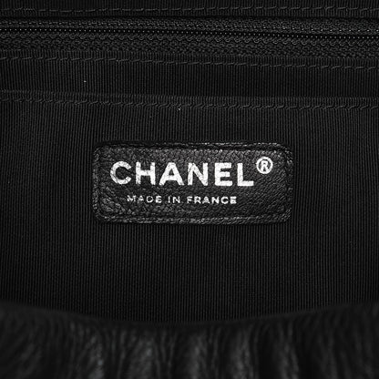 Chanel Deerskin Chevron Large CC Chain Bucket Drawstring Bag Black 6 of 8