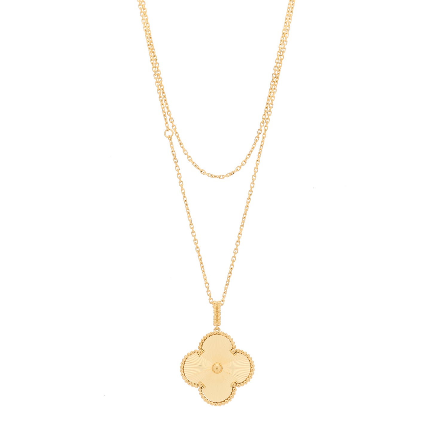 18K Yellow Gold Guilloche Magic Alhambra Long Necklace