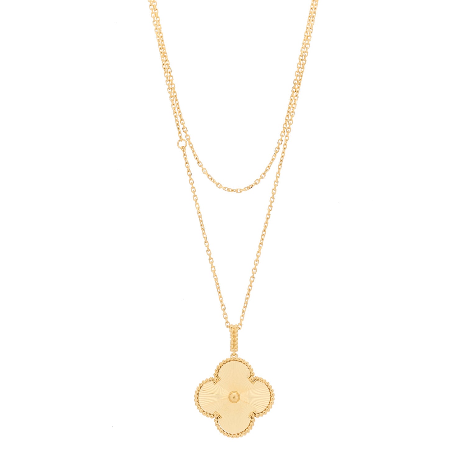 Van Cleef & Arpels 18K Yellow Gold Guilloche Magic Alhambra Long Necklace 1 of 5