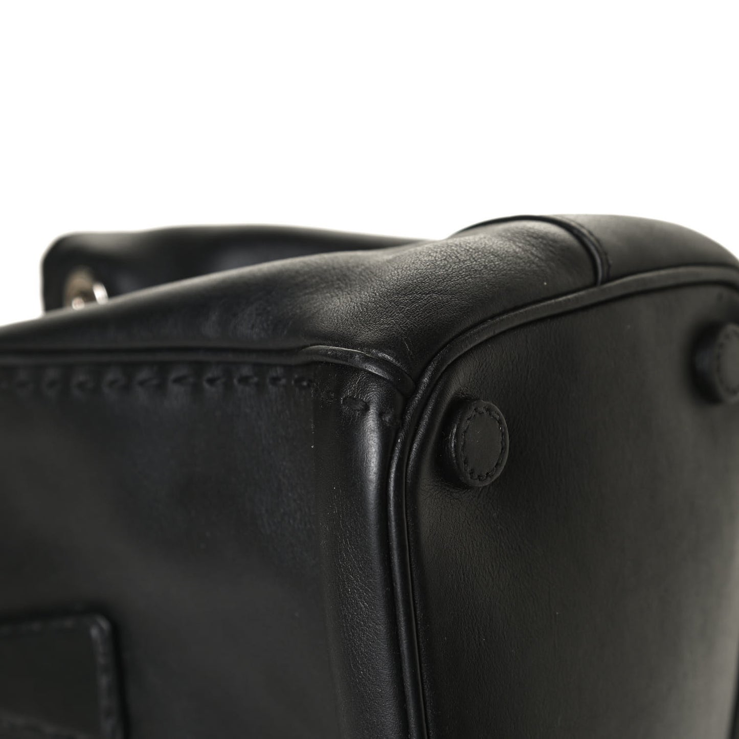 City Calf Hand Stitched Small Galleria Double Zip Tote Black