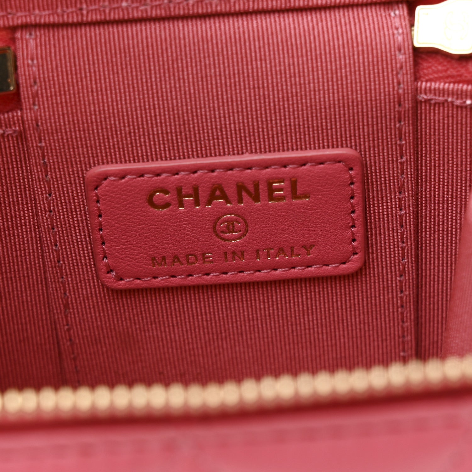 Chanel Lambskin Quilted Pearl Crush Mini Vanity Case With Chain Dark Pink 6 of 11