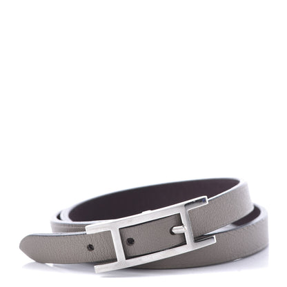 Hermes Swift Behapi Double Tour Bracelet T3 Gris Asphalte Bordeaux 1 of 5