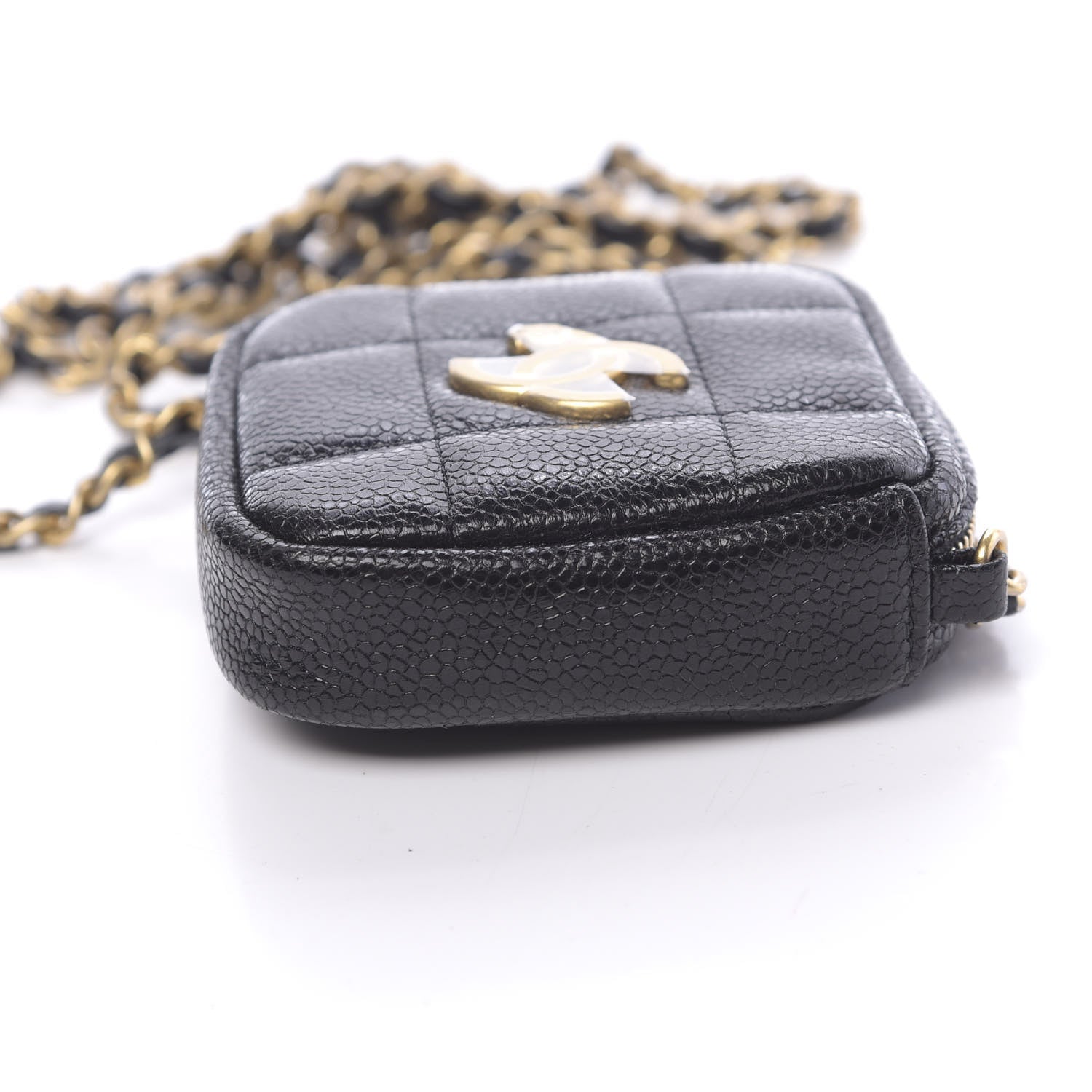 Chanel Caviar Quilted Diamond Coin Purse With Chain Black 9 of 11