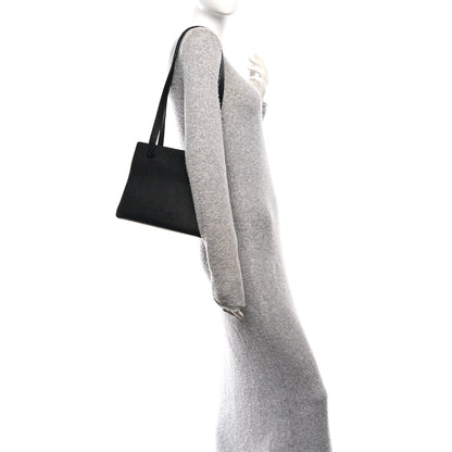 Chanel Grained Calfskin Logo Shoulder Bag Black 2 of 10