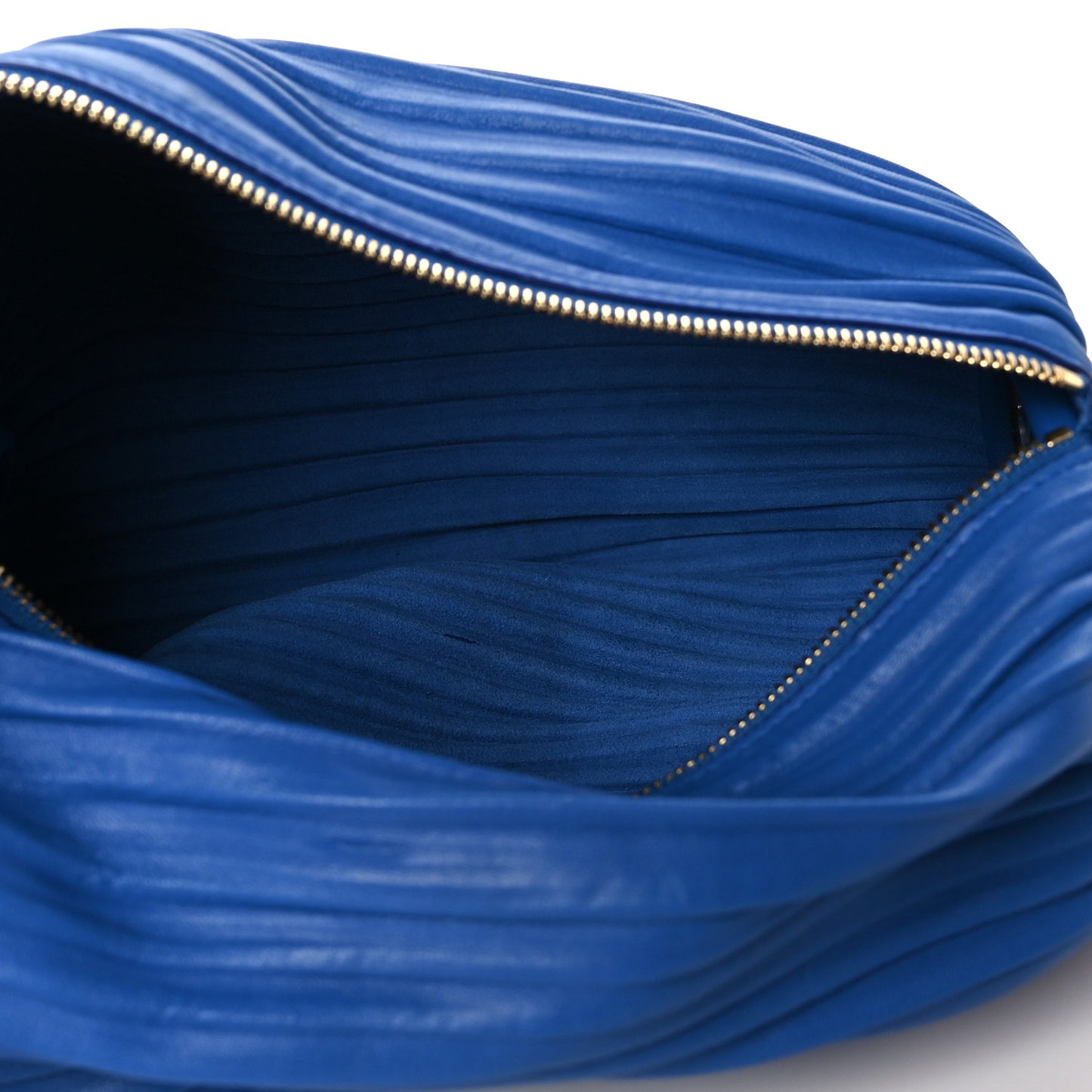 Lambskin Pleated Bracelet Pouch Shoulder Bag Royal Blue