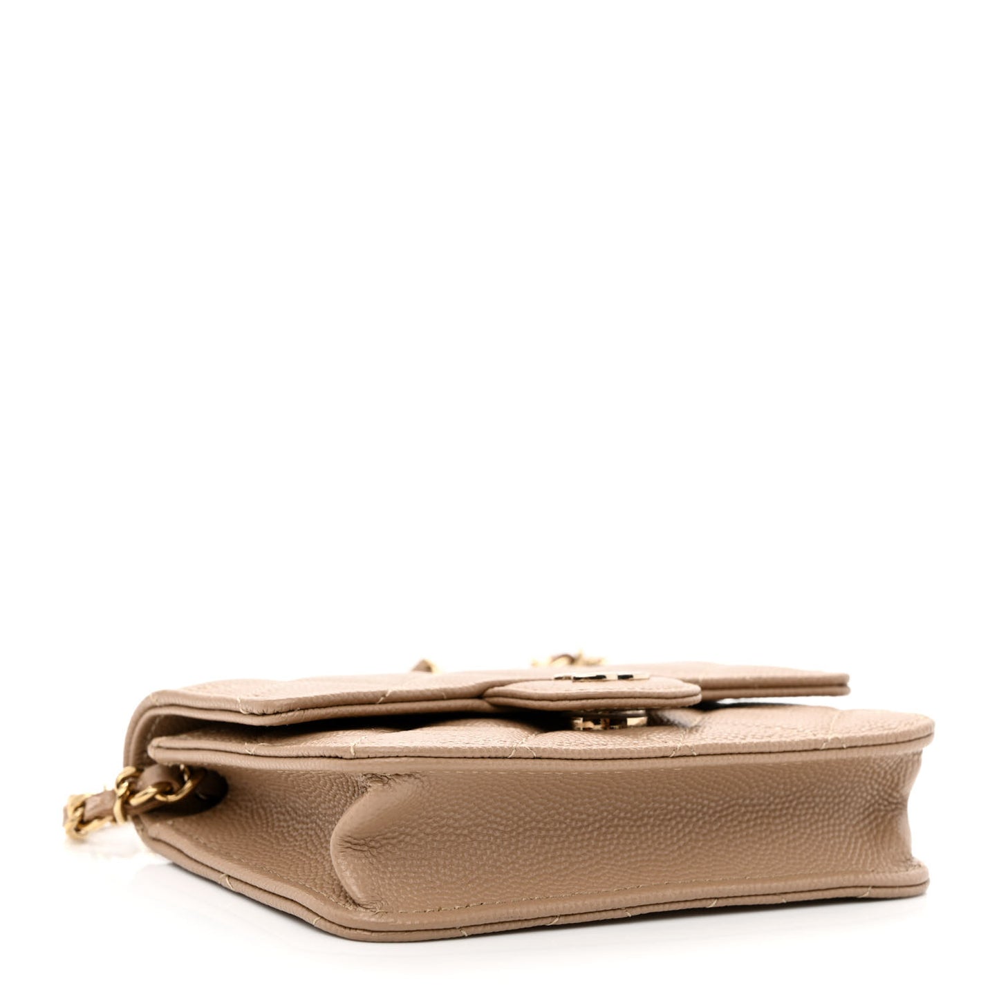 Caviar Quilted Mini Chain Bag Dark Beige