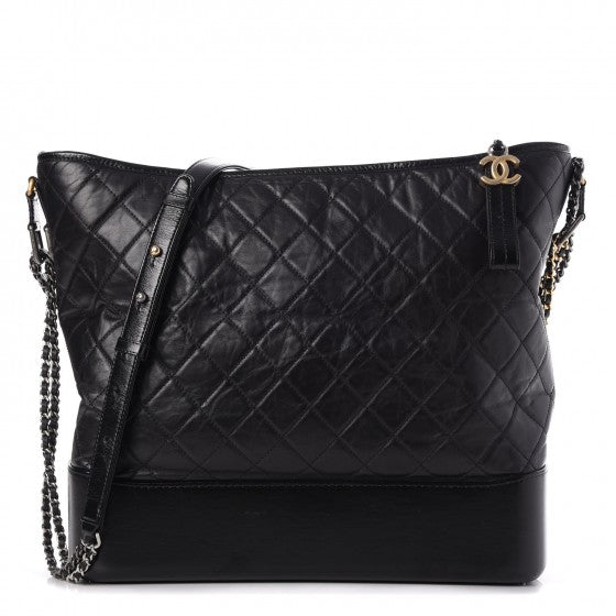 Chanel Aged Calfskin Quilted Large Gabrielle Hobo Black 1 of 13