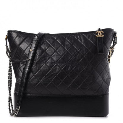 Chanel Aged Calfskin Quilted Large Gabrielle Hobo Black 1 of 13
