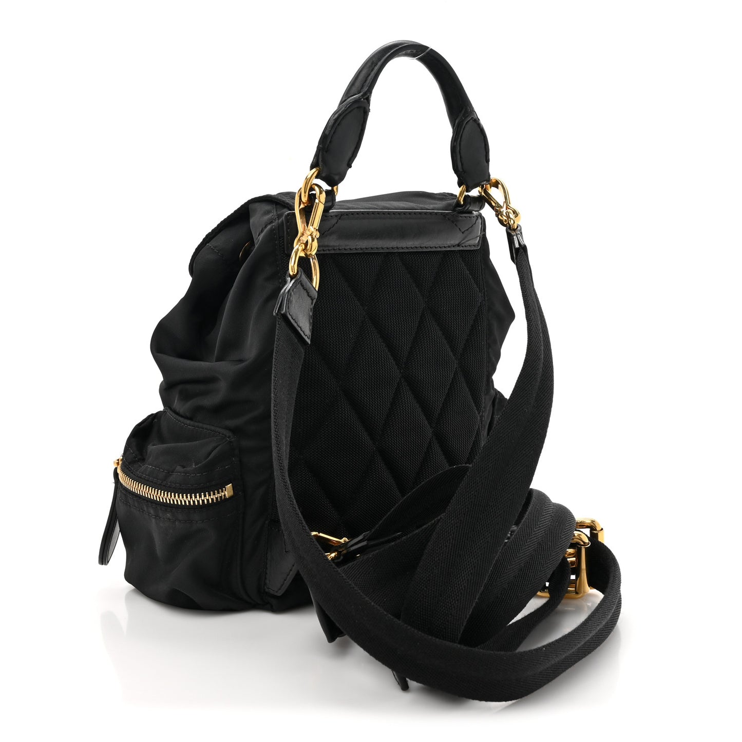 Nylon Small Crossbody Rucksack Backpack Black