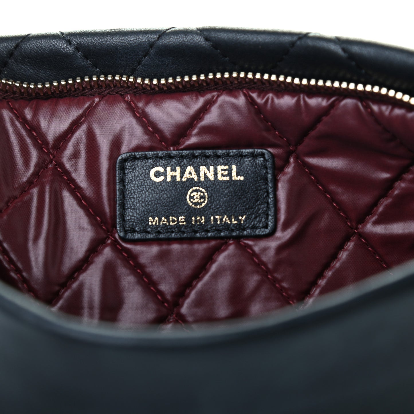 Lambskin Quilted CC Beauty Clutch Black