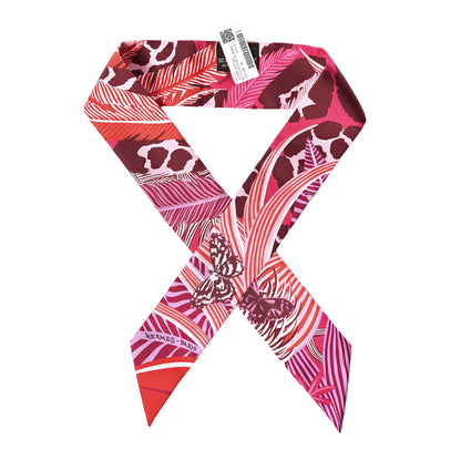 Hermes Silk Jaguar Quetzal Twilly Fuchsia Rose Bordeaux 1 of 5