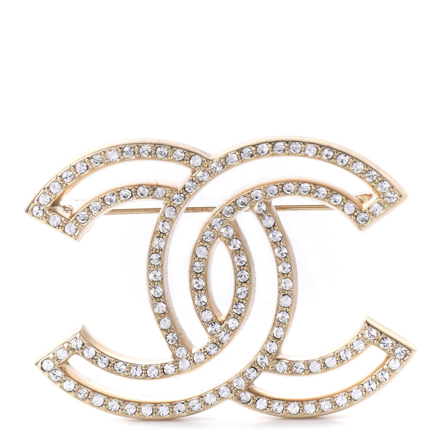 Chanel Crystal CC Brooch Light Gold 1 of 5