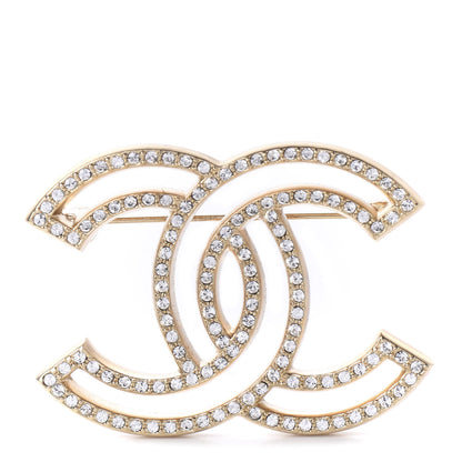 Chanel Crystal CC Brooch Light Gold 1 of 5